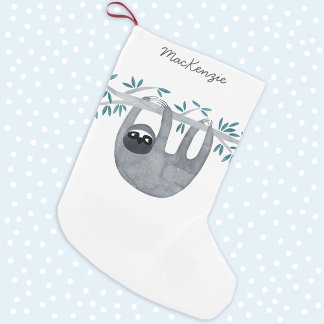 Personligen Cute Sloth Liten Julstrumpa