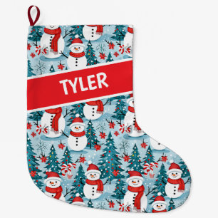 Personligen Cute Snögubbe jul Stor Julstrumpa