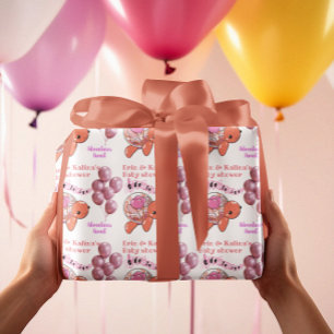 Personligen Cute Turtle Baby Shower Presentpapper