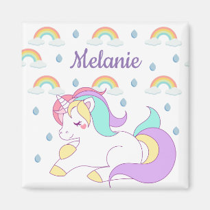 Personligen Cute Unicorn och Rainbows Magnet
