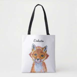 Personligen Cute whimsisique Watercolor Fox Tygkasse