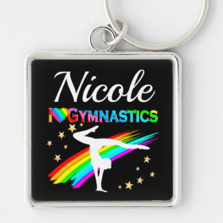 Personligen CUTI I KÄRLEK GYMNASTICS Fyrkantig Silverfärgad Nyckelring