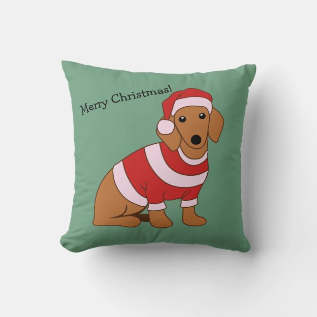 Personligen Dachshund jul Pillow Pillow Kudde (Framsida)