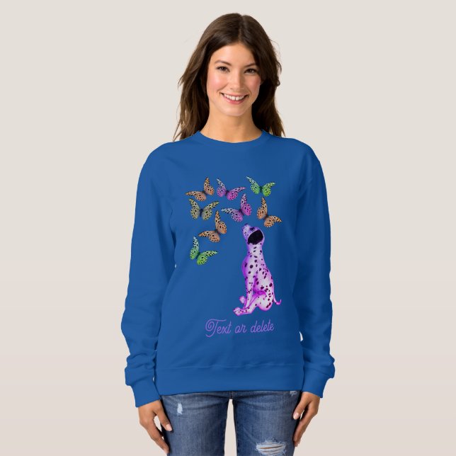 Personligen Dalmatien Puppy Colorful Butterflies T Shirt (Hel framsida)