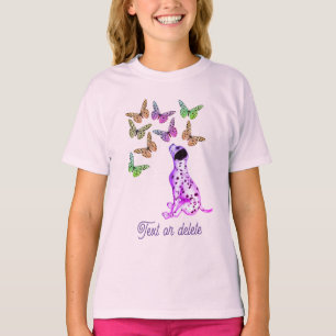 Personligen Dalmatien Puppy Colorful Butterflies T Shirt