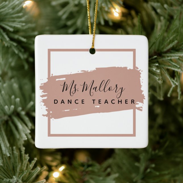 Personligen Dance Teacher Black och Ro Guld Julgransprydnad Keramik (Träd)