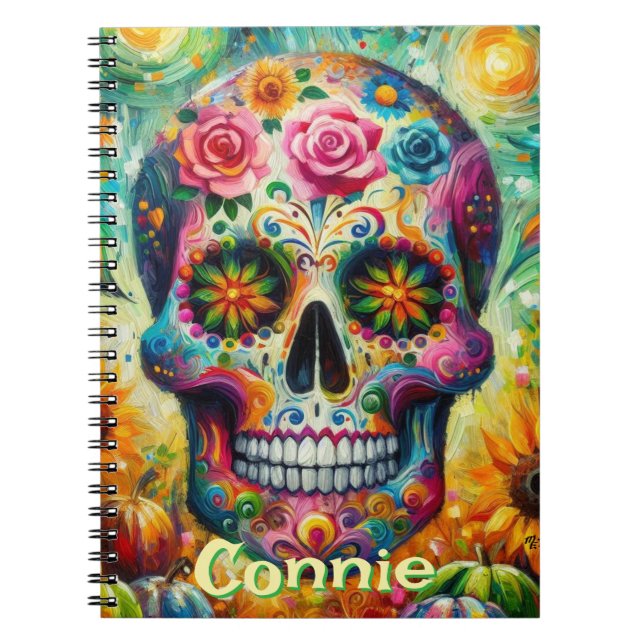 Personligen Day of the dead Skull Anteckningsbok (Framsidan)
