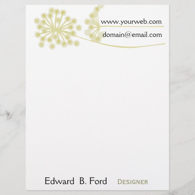 Personligen Din! Vintageblommablommorna Brevhuvud (Framsida)