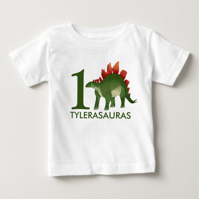 Personligen Dinosaur Shirt, 1:a födelsedag T Shirt (Framsida)