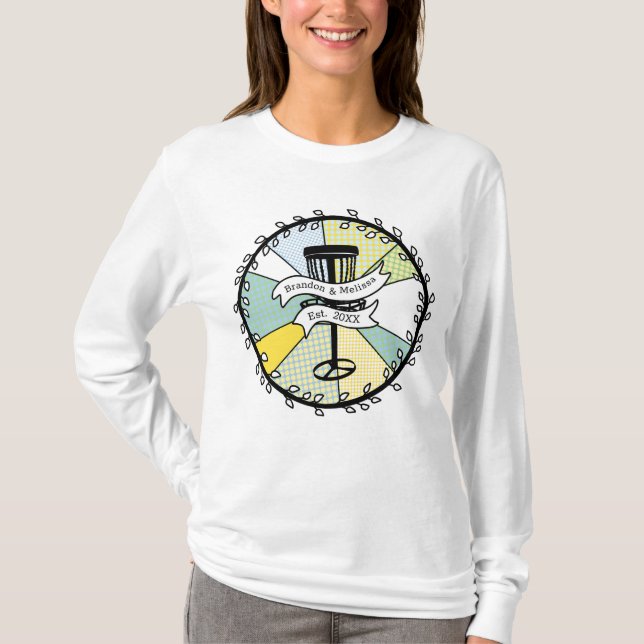 Personligen Disk Golf par fastställt datum T Shirt (Framsida)