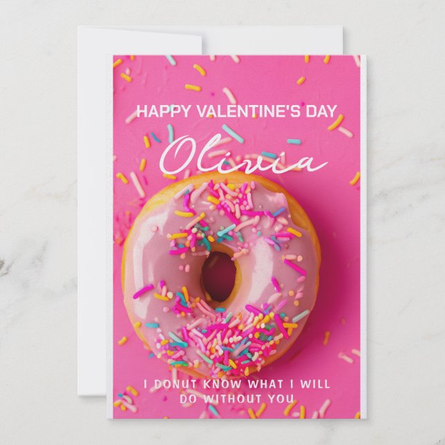 Personligen Donut Valentines day-kort med eget nam Julkort (Framsida)
