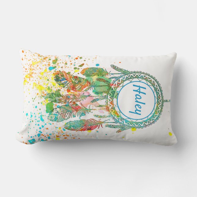 Personligen Dreamcatcher splatter Lumbarkudde (Framsida)