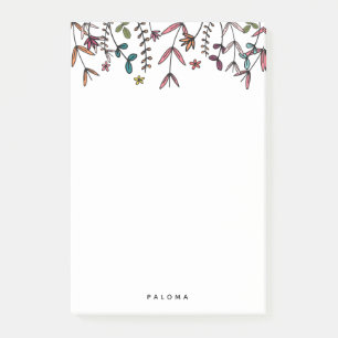 Personligen Eget namn Illustrerade Blommigtar Post-it Block