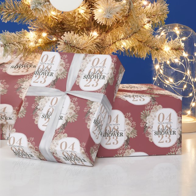 Personligen elegant Blommigt Ram Möhippa Presentpapper (Helgdagar)