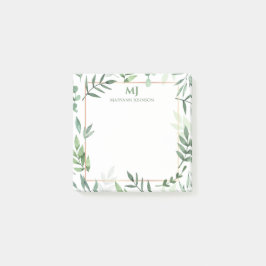 Personligen elegant Grönt Vattenfärgsfärg Löv Post-it Block