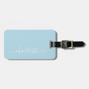 Personligen elegant Light Blue Script Namn  Bagagebricka