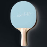 Personligen elegant Light Blue Script Namn Pingisracket<br><div class="desc">Elegant Pastel Light Blue Script Namn Personlig Ping Pong Paddle</div>