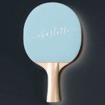 Personligen elegant Light Blue Script Namn Pingisracket<br><div class="desc">Elegant Pastel Light Blue Script Namn Personlig Ping Pong Paddle</div>