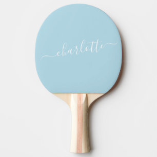 Personligen elegant Light Blue Script Namn Pingisracket