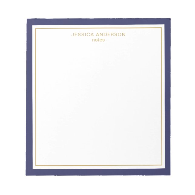 Personligen elegant Navy Blue Guld Anteckningsblock (Framsida)