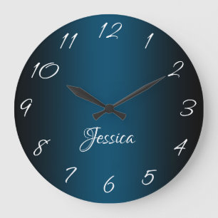 Personligen elegant Ocean Blue and Black Ombre Stor Klocka