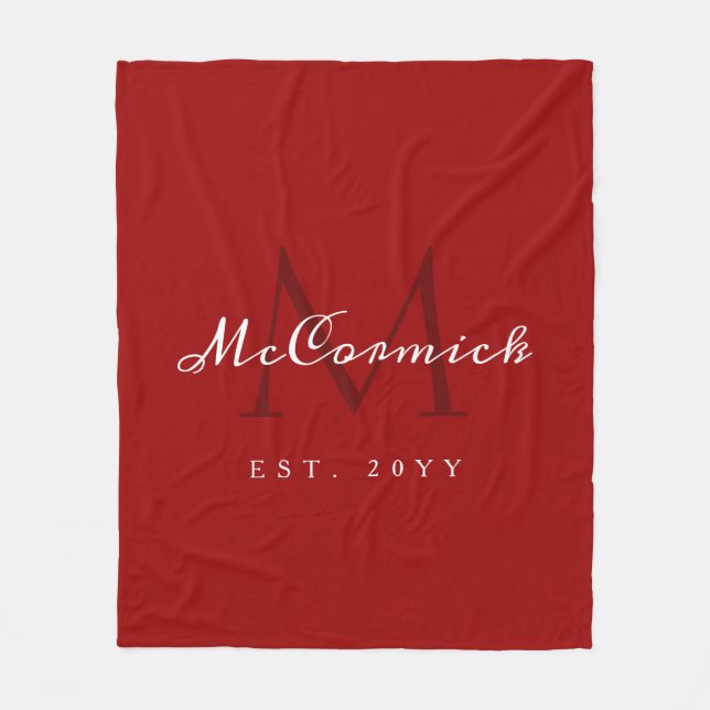Personligen elegant Red Script Family Fleecefilt (Framsidan)