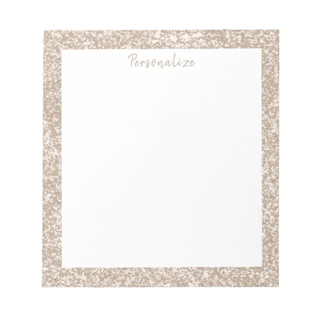 Personligen elegant Silver Vita Glitter Gräns Anteckningsblock (Framsida)