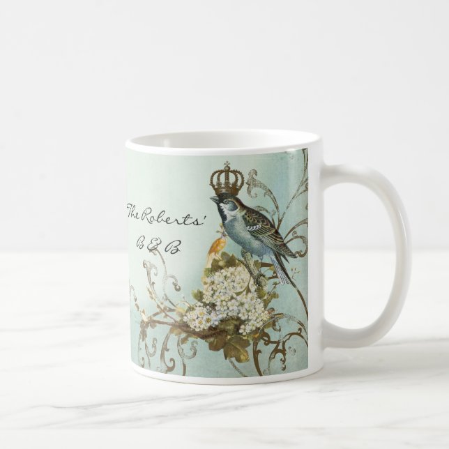 Personligen "Enchanland Birds Dove Swirl" Kaffemugg (Höger)