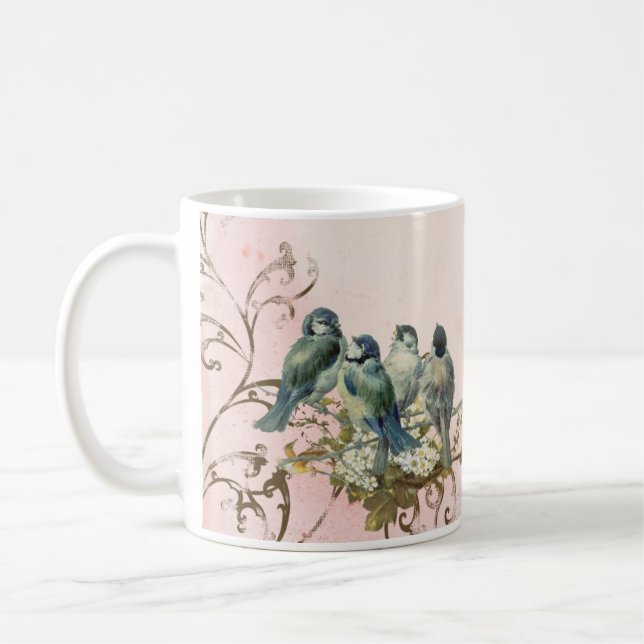 Personligen "Enchanland Birds Dove Swirl" Kaffemugg (Vänster)