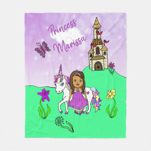 Personligen Ethnic Princess och Unicorn Fleecefilt