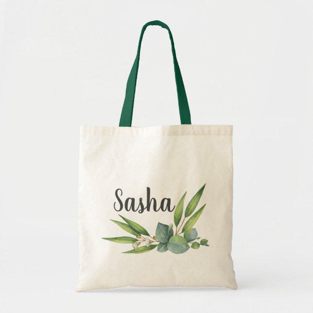 Personligen Eucalyptus Foliage Bouquet Tygkasse (Framsidan)