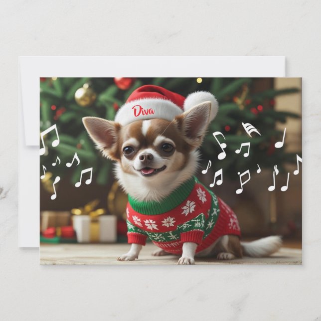 Personligen Fa La Singing Chihuahua Julkort (Framsida)