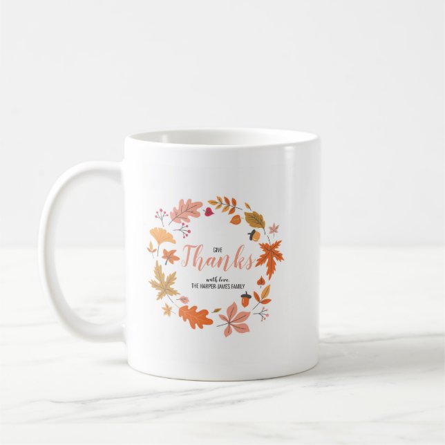 Personligen Fall Höst löv Thanksgiving Kaffemugg (Vänster)