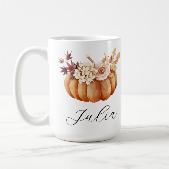Personligen Fall Pumpkin Birthday Coffee Mugg (Vänster)