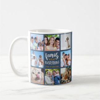personligen "Familj är allt" Fotokollage Kaffemugg