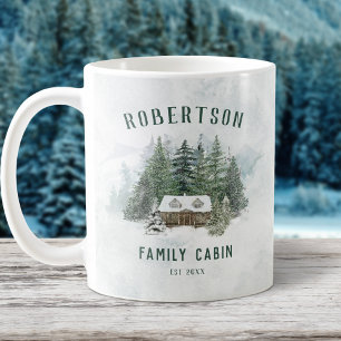 Personligen Family Cabin Winter Gräs Forest Kaffemugg