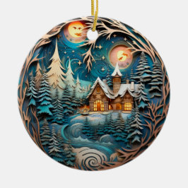 Personligen Family Namn Cabin Rustic Forest Julgransprydnad Keramik