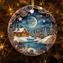 Personligen Family Namn Winter Cabin Forest