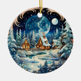 Personligen Family Namn Winter Wonderland Forest Julgransprydnad Keramik