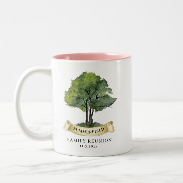 Personligen Family Reunion Träd Keepsaki Namn Två-Tonad Mugg (Vänster)