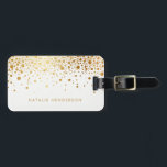Personligen Faux guldfolkonfetti-punkter Bagagebricka<br><div class="desc">Feminin och modernt bagagetagg med fingerad guld-folie konetti-punkter. Det här anpassadets bagagemärke blir en perfekt som är riktad mot väskan. Personlig genom att lägga till namn och information. Denna design finns i andra produkter.</div>