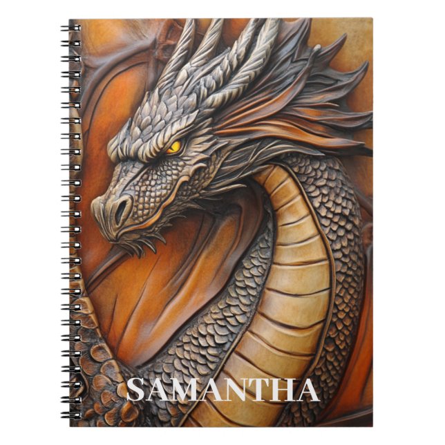 Personligen Faux Leather Dragon Anteckningsbok (Framsidan)