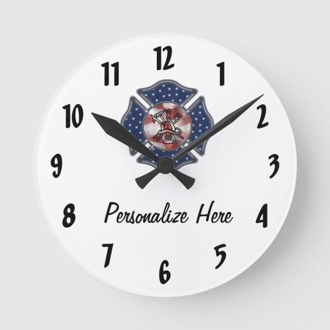 Personligen Firefighter Rund Klocka (Framsida)