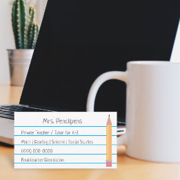 Personligen Flashcard för privat lärare Visitkort