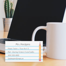 Personligen Flashcard för privat lärare Visitkort