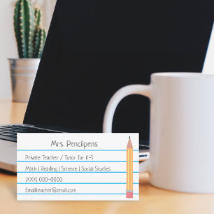 Personligen Flashcard för privat lärare Visitkort