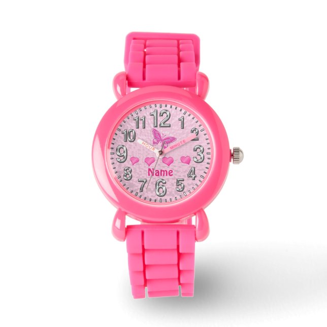 Personligen Flickhearts och Butterfly Watches Armbandsur (Framsida)
