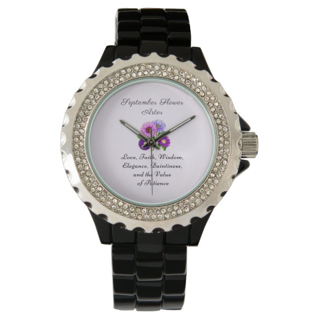 Personligen Flower Aster i september Armbandsur (Framsida)