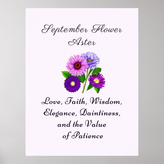 Personligen Flower Aster i september Poster (Framsidan)