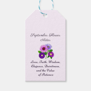 Personligen Flower Aster i september Presentetikett